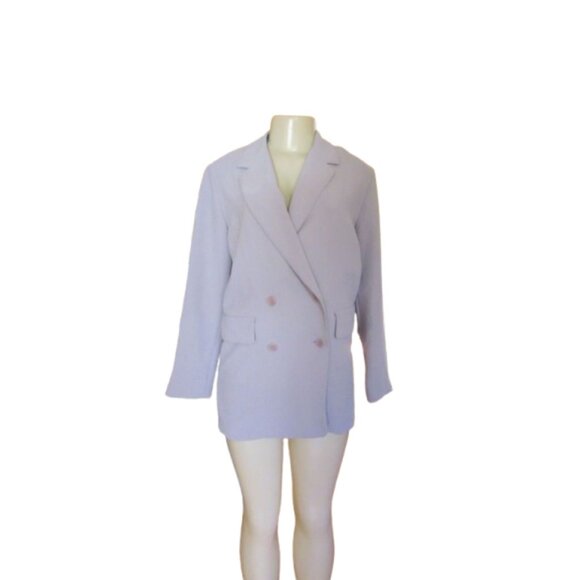 Aritzia Wilfred Cherrelle Double Breasted Blazer Gray Lavender Oversized XS - Picture 2 of 8